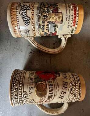 Set of 2 Vintage Stroh's Heritage Series II Beer Steins by Ceramarte